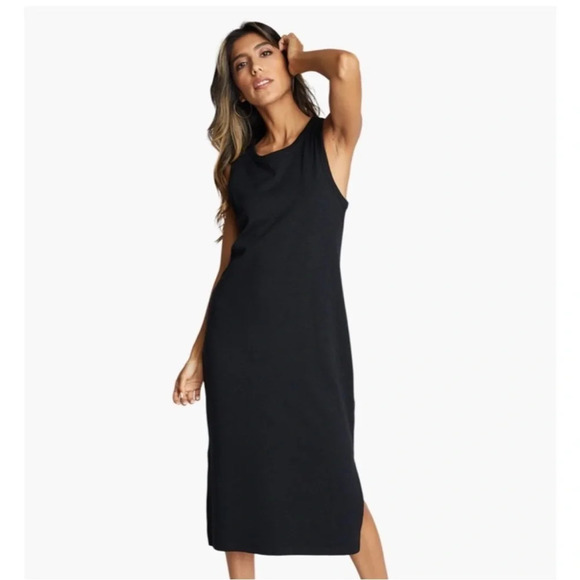 able shilpa boho minimalist black tank midi dress cotton modal blend size m - Picture 1 of 11